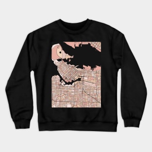 Vancouver Map Pattern in Soft Pink Pastels Crewneck Sweatshirt